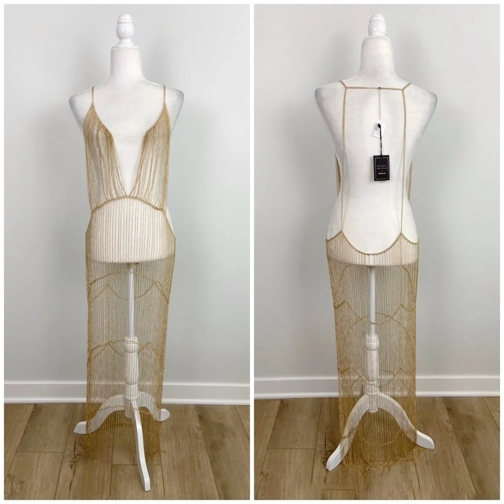 Michael Costello x REVOLVE Zayd Chain Dress in Gold - Picture 2 of 7